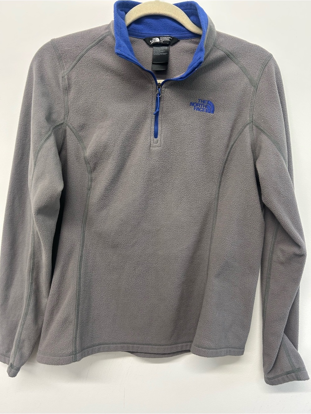 The North Face Gray Fleece Quarter-Zip with Blue Trim